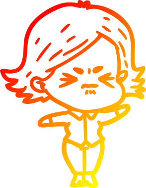 Bir insan tarafından çizilmiş kızgın bir kızın sıcak çizgi çizimi