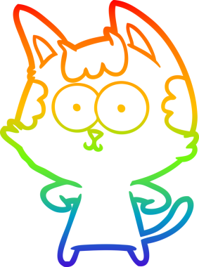 gökkuşağı gradyan çizimi mutlu çizgi film kedisi bir insan tarafından çizildi