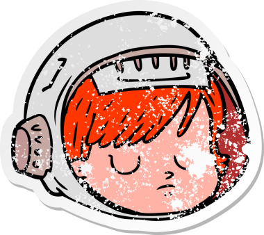 Bir insan tarafından çizilmiş karikatür astronot yüzü.