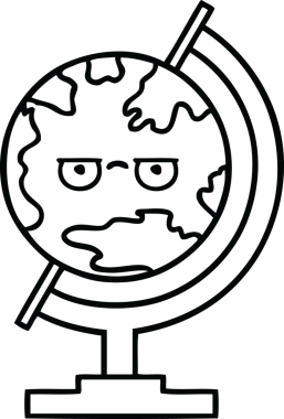 Bir insan tarafından çizilmiş dünyanın karikatürü.