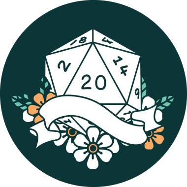 Bir insan tarafından çizilen 20 D20 zar atma ikonu