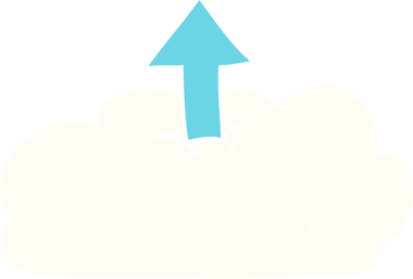 Bir insan tarafından çizilen buluta göndermenin düz renk çizimi