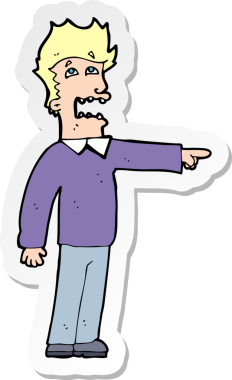 Bir insan tarafından çizilmiş bir karikatürcünün çıkartması.