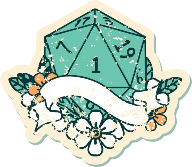 Retro Dövme Biçimi Doğal Bir d20 zar bir insan tarafından çizildi