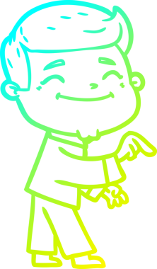 Bir insan tarafından çizilmiş mutlu bir çizgi film karakteri çizimi.