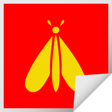 Bir insan tarafından çizilmiş güve böceğinin kare soyma etiketi.