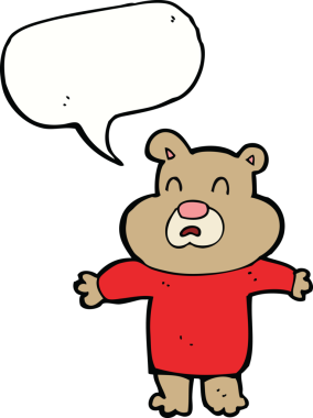 Bir insan tarafından çizilmiş, konuşma baloncuğu olan mutsuz bir ayı.