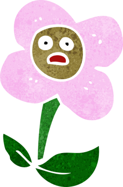 Bir insan tarafından çizilmiş karikatür çiçeği.