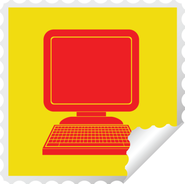 bilgisayar simgesi kare soyarak bir insan tarafından çizilmiş vektör illüstrasyonu