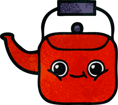 Bir insan tarafından çizilmiş eski grunge desenli bir çaydanlık.