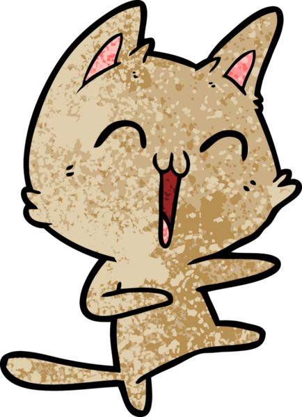 Mutlu çizgi film kedisi miyavlıyor bir insan tarafından