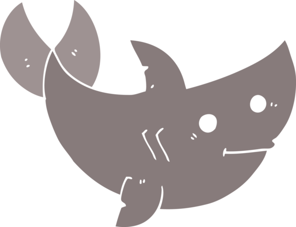 Düz renkli çizgi film köpekbalığı bir insan tarafından çizilmiş.