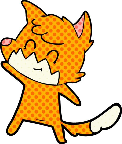 Bir insan tarafından çizilmiş çizgi film dostu tilki.