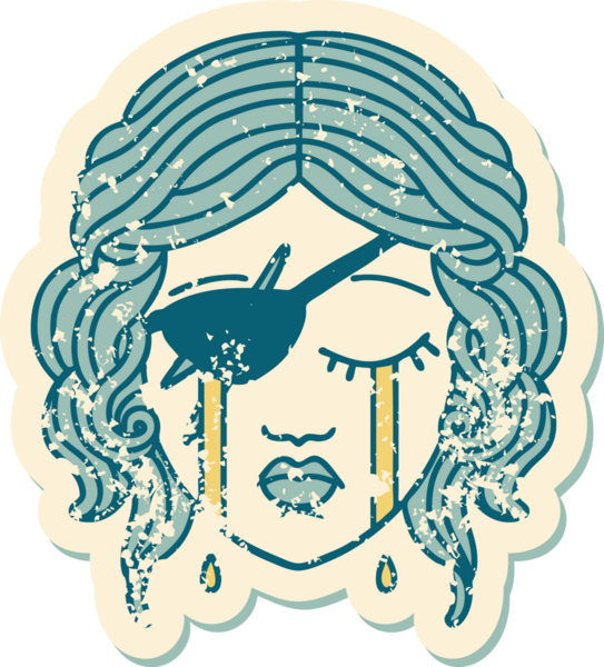 Bir insan tarafından çizilmiş ağlayan, düzenbaz bir insan karakterinin grunge çıkartması.