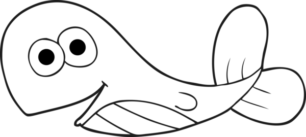 Bir insan tarafından çizilmiş siyah beyaz bir balina.