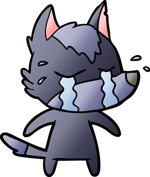 Bir insan tarafından çizilmiş ağlayan kurt çizgi filmi.