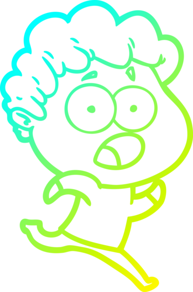 Bir insan tarafından çekilen şaşkınlık içinde soluk soluğa bir çizgi film karakteri çizimi.