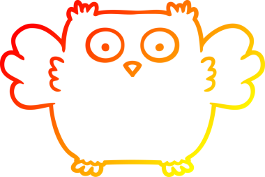 Bir insan tarafından çizilmiş sevimli bir baykuşun sıcak çizgi çizimi