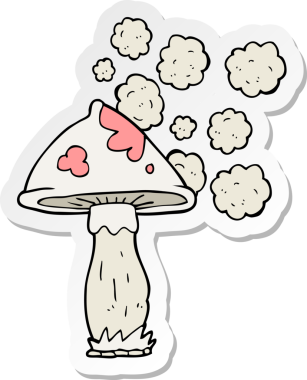 Bir insan tarafından çizilmiş karikatür mantarı çıkartması.