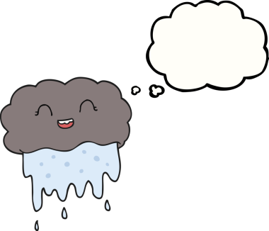 Bir insan tarafından çizilmiş serbest çizim düşünce kabarcığı yağmur bulutu