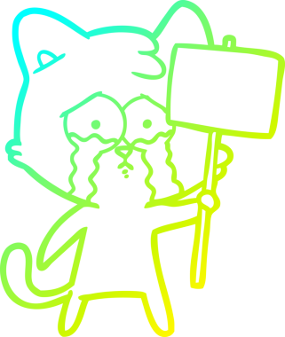 Bir insan tarafından çizilen çizgi film kedisinin soğuk gradyan çizgisi.