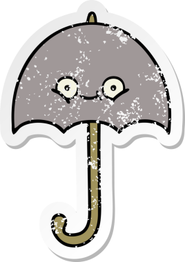 Bir insan tarafından çizilmiş şirin bir şemsiyenin sıkıntılı çıkartması.