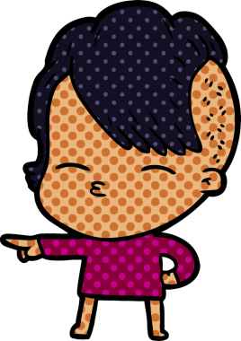 Bir insan tarafından çizilmiş şaşı çizgi film kızı.