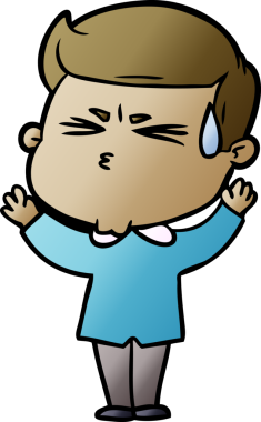 Bir insan tarafından çizilmiş terleyen çizgi film adamı.