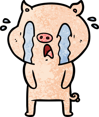 Bir insan tarafından çizilmiş ağlayan domuz çizgi filmi.