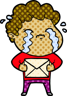 Bir insan tarafından çizilmiş ağlayan çizgi film adamı.