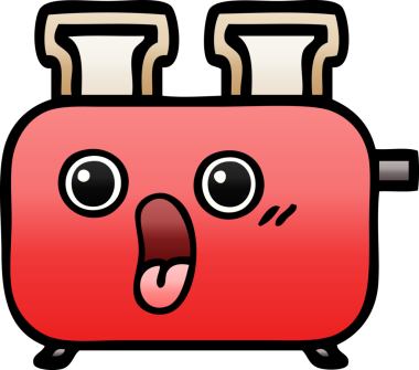 Bir insan tarafından çizilmiş tost makinesinin gölgelenmiş karikatürü.