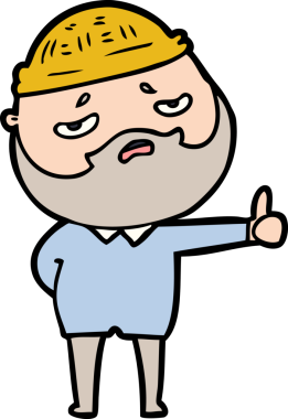 Bir insan tarafından çizilmiş sakallı endişeli bir adam.