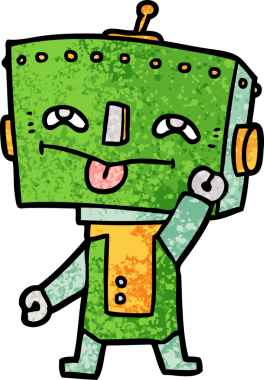 Bir insan tarafından çizilmiş çizgi film robotu