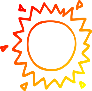 Bir insan tarafından çizilen çizgi film güneşinin sıcak çizgi çizimi