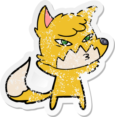 Bir insan tarafından çizilmiş zeki bir tilkinin sıkıntılı çıkartması.