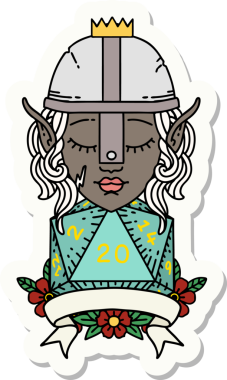 Bir insan tarafından çizilmiş doğal 20 zarlı bir elf savaşçısı çıkartması.