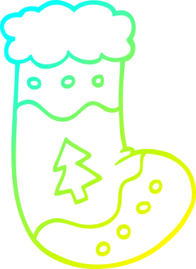 Bir insan tarafından çizilmiş bir karikatür Noel çorabının soğuk gradyanı.