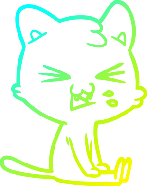 Bir insan tarafından çizilen çizgi film kedisinin soğuk gradyan çizimi