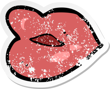 Bir insan tarafından çizilmiş karikatür dudakların gerilmiş yapıştırması.