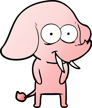 Bir insan tarafından çizilmiş mutlu bir fil.