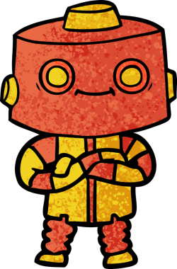 Bir insan tarafından çizilmiş çizgi film robotu