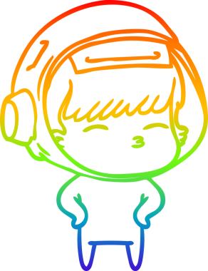 gökkuşağı gradyan çizimi bir insan tarafından çizilmiş meraklı astronot çizgi