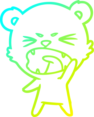 Bir insan tarafından çizilen kızgın çizgi film ayısının soğuk gradyan çizgisi.