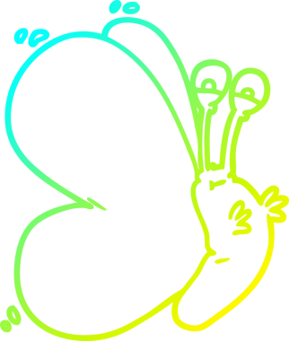 Bir insan tarafından çizilmiş komik bir kelebeğin soğuk gradyan çizgisi