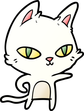 Bir insan tarafından çizilmiş çizgi film kedisi.