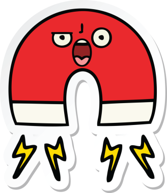 Bir insan tarafından çizilmiş şirin bir çizgi film mıknatısı etiketi.