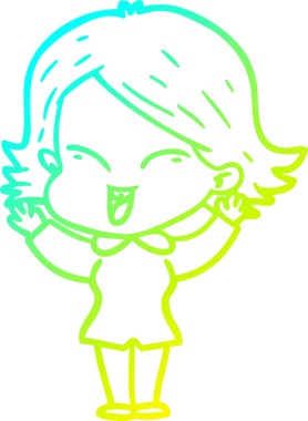 Bir insan tarafından çizilmiş mutlu çizgi film kızı çizimi.