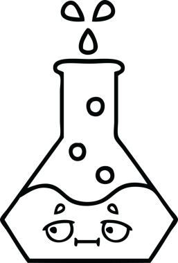 Bir insan tarafından çizilmiş bir bilim şişesinin çizgi çizimi.