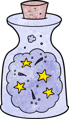 bir insan tarafından çizilmiş sihirli iksir.