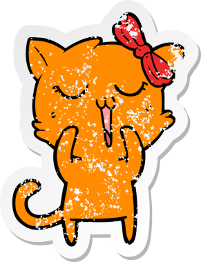 Bir insan tarafından çizilmiş karikatür bir kedinin sıkıntılı çıkartması.